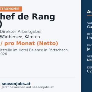 Demi Chef de Rang (m/w/d) — Pörtschach am Wörthersee, Kärnten