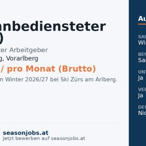 Seilbahnbediensteter (m/w/d) — Zürs am Arlberg, Vorarlberg