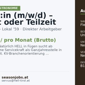 Kellner:in (m/w/d) – Vollzeit oder Teilzeit — Fügen, Tirol