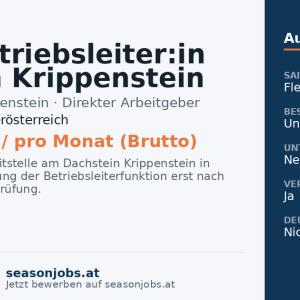 Stv. Betriebsleiter:in für den Krippenstein (m/w/d) — Obertraun, Oberösterreich