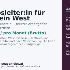 Betriebsleiter:in für Dachstein West (m/w/d) — Gosau, Oberösterreich