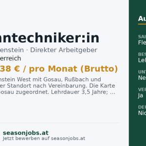 Lehre Seilbahntechniker:in (m/w/d) Dachstein West — Gosau, Oberösterreich