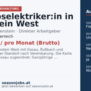 Betriebselektriker:in in Dachstein West (m/w/d) — Gosau, Oberösterreich