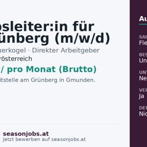Betriebsleiter:in für den Grünberg (m/w/d) — Gmunden, Oberösterreich