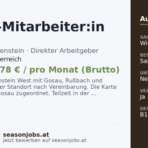 Saison-Mitarbeiter:in für die Parkplatzbetreuung im Winter 2026/27 (m/w/d) — Gosau, Oberösterreich