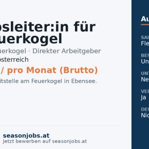 Betriebsleiter:in für den Feuerkogel (m/w/d) — Ebensee, Oberösterreich