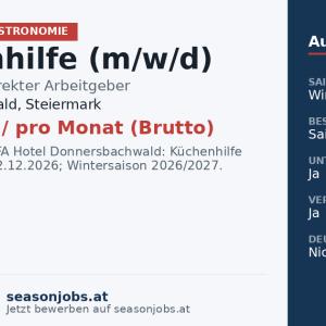 Küchenhilfe (m/w/d) — Donnersbachwald, Steiermark