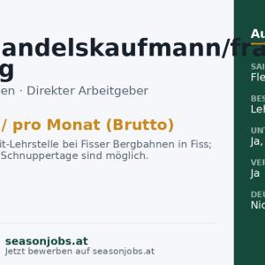 Einzelhandelskaufmann/frau Lehrling — Fiss, Tirol