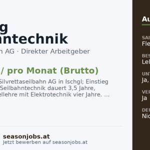 Lehrling Seilbahntechnik (m/w/d) — Ischgl, Tirol