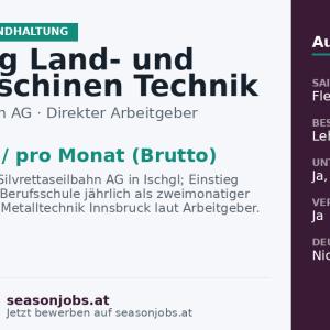 Lehrling Land- und Baumaschinen Technik – Schwerpunkt Baumaschinen (m/w/d) — Ischgl, Tirol