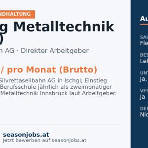 Lehrling Metalltechnik (m/w/d) — Ischgl, Tirol