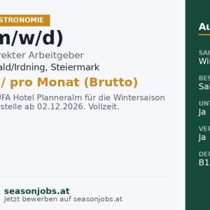 Koch (m/w/d) — Donnersbachwald/Irdning, Steiermark