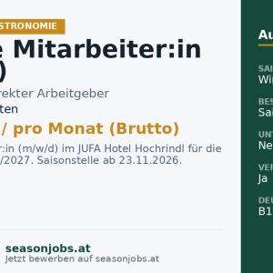Service Mitarbeiter:in (m/w/d) — Hochrindl, Kärnten