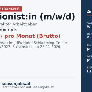 Rezeptionist:in (m/w/d) — Schladming, Steiermark