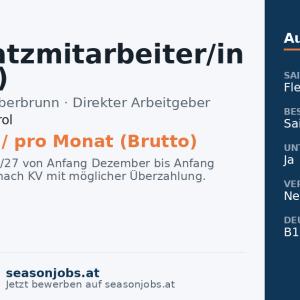 Parkplatzmitarbeiter/in (m/w/d) — Fieberbrunn, Tirol