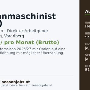 Seilbahnmaschinist (m/w/d) — Lech am Arlberg, Vorarlberg