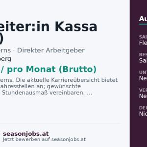 Mitarbeiter:in Kassa (m/w/d) — Laterns, Vorarlberg