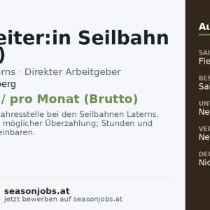 Mitarbeiter:in Seilbahn (m/w/d) — Laterns, Vorarlberg