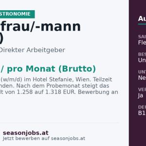 Stubenfrau/-mann (w/m/d) — Wien, Wien