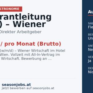 Restaurantleitung (w/m/d) – Wiener Wirtschaft — Wien, Wien