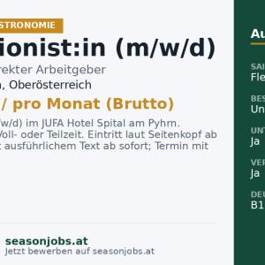 Rezeptionist:in (m/w/d) — Spital am Pyhrn, Oberösterreich