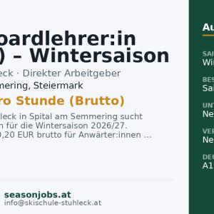 Snowboardlehrer:in (m/w/d) – Wintersaison 2026/27 — Spital am Semmering, Steiermark
