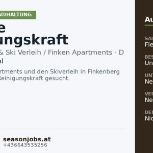 Flexible Reinigungskraft (m/w/d) — Finkenberg, Tirol