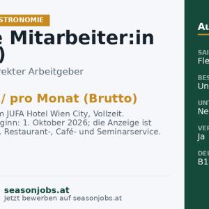 Service Mitarbeiter:in (m/w/d) — Wien, Wien