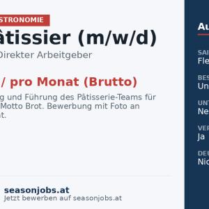Chef Pâtissier (m/w/d) — Wien, Wien