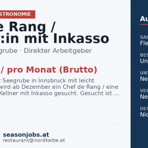 Chef de Rang / Kellner:in mit Inkasso (m/w/d) — Innsbruck, Tirol