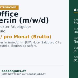 Front Office Manager:in (m/w/d) — Salzburg, Salzburg