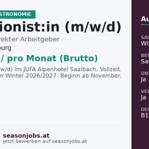 Rezeptionist:in (m/w/d) — Saalbach, Salzburg