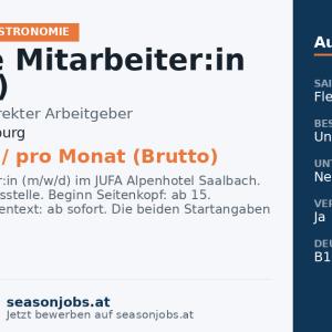 Service Mitarbeiter:in (m/w/d) — Saalbach, Salzburg
