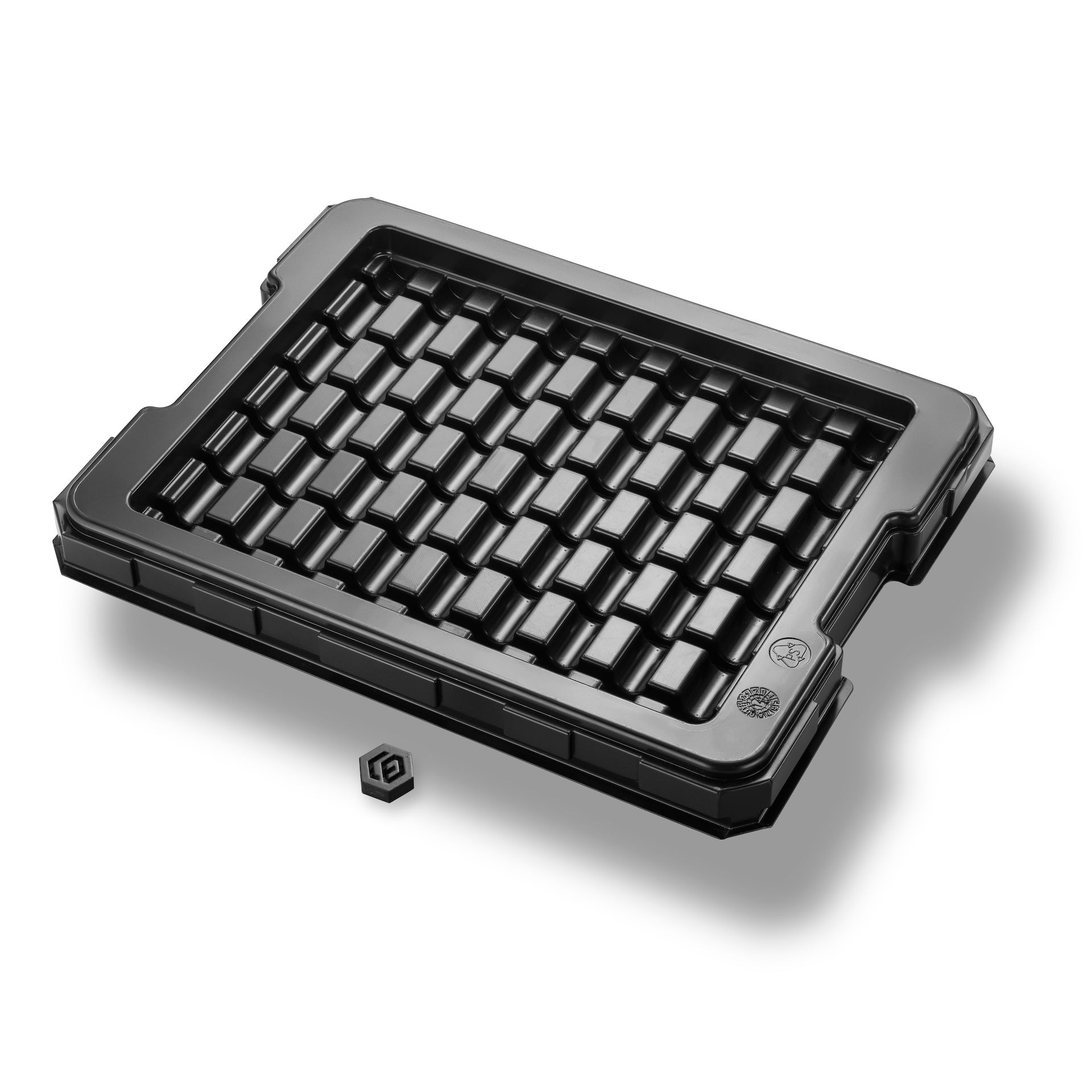 Schwarzes Tiefziehtray mit abgerundeten Ecken