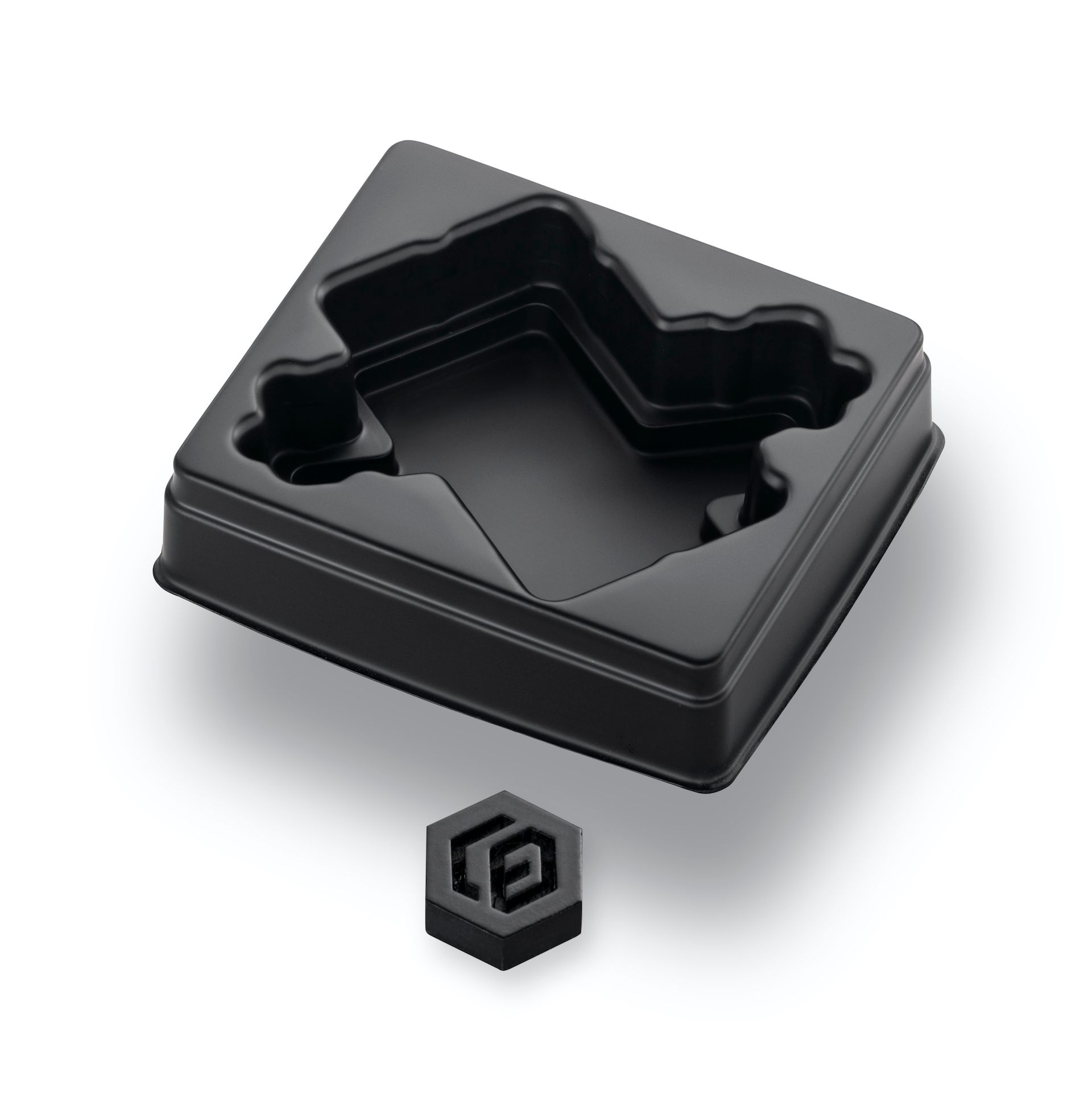 Schwarze rechteckige Tiefzieheinlage aus Kunststoff