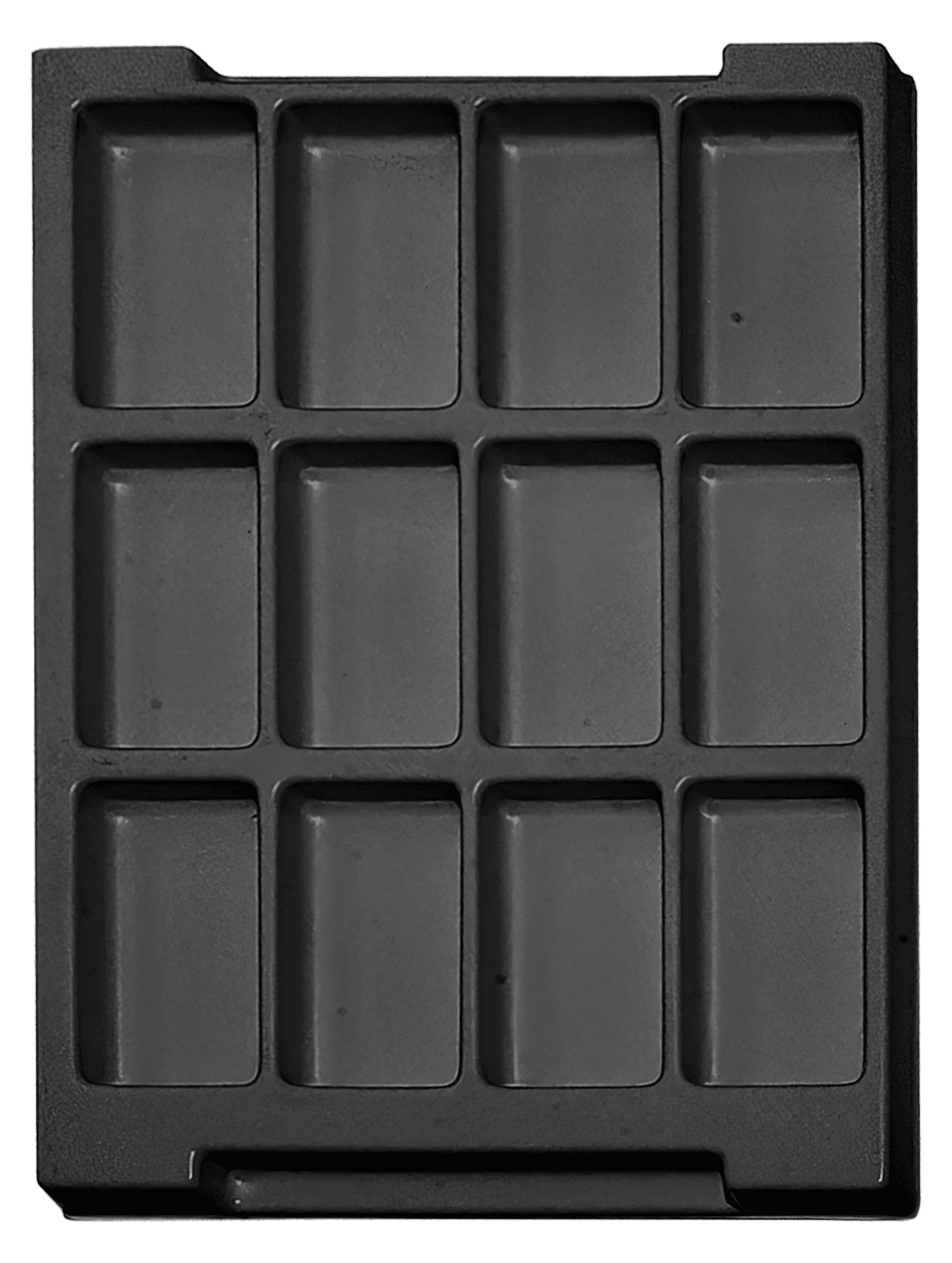 ESD-Tiefzieheinlage schwarz, 12 Nester rechteckig, PS