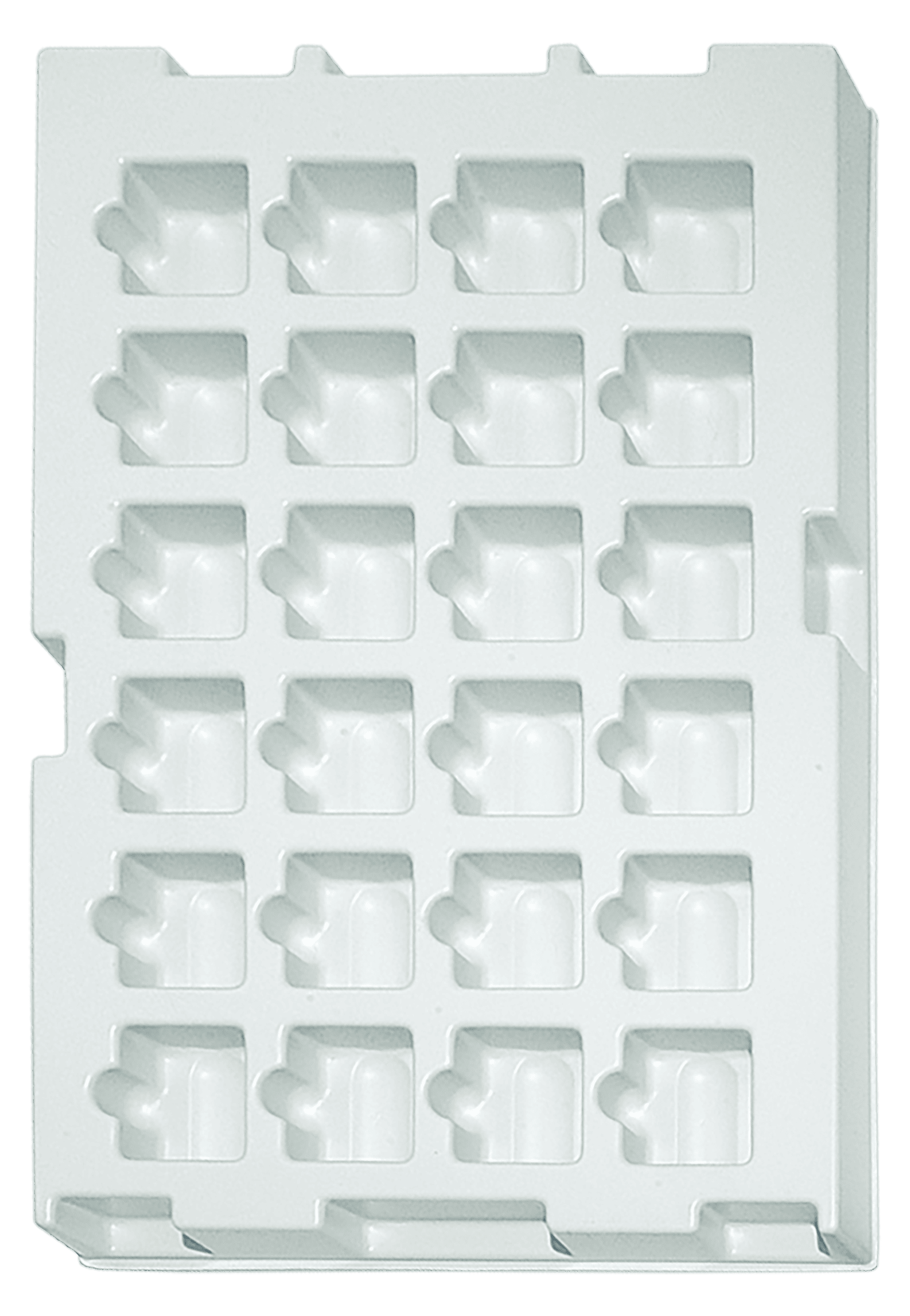 Tiefzieheinlage weiß, 24 Nester rechteckig, PS