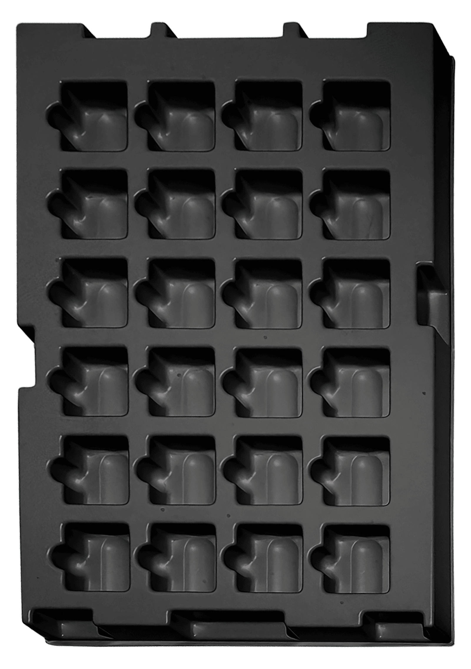 ESD-Tiefzieheinlage schwarz, 24 Nester rechteckig, PS