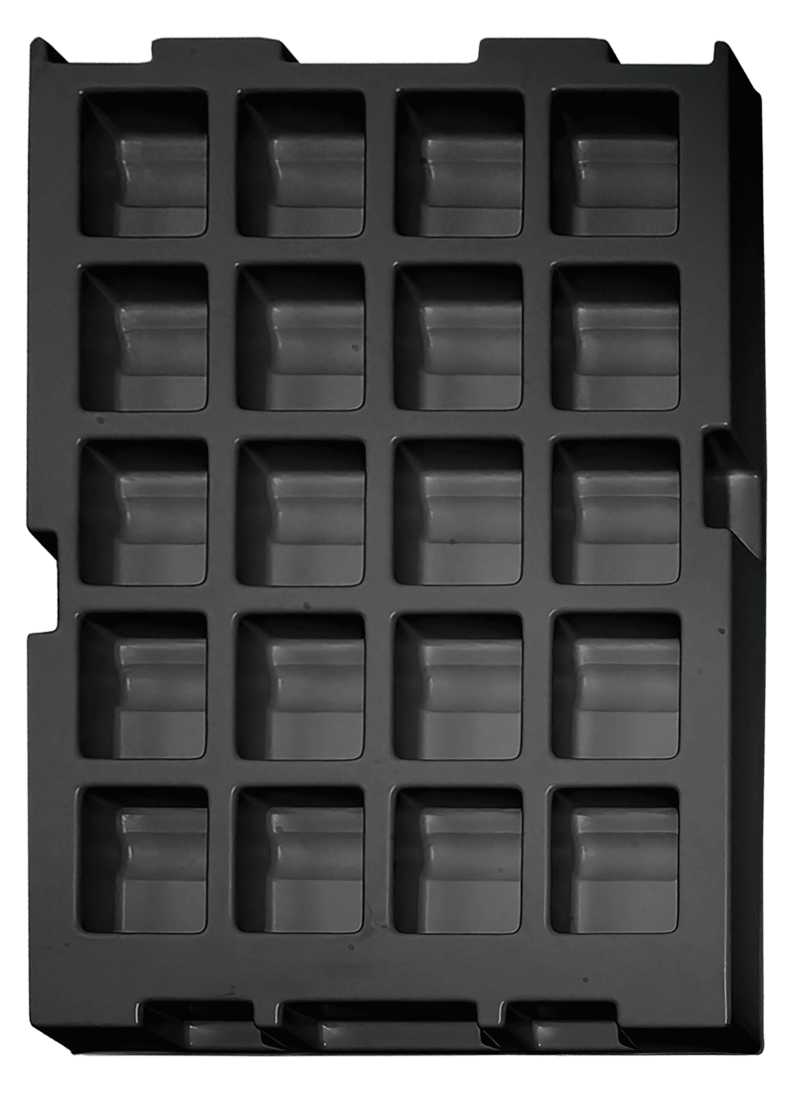 ESD-Tiefzieheinlage schwarz, 20 Nester rechteckig, PS