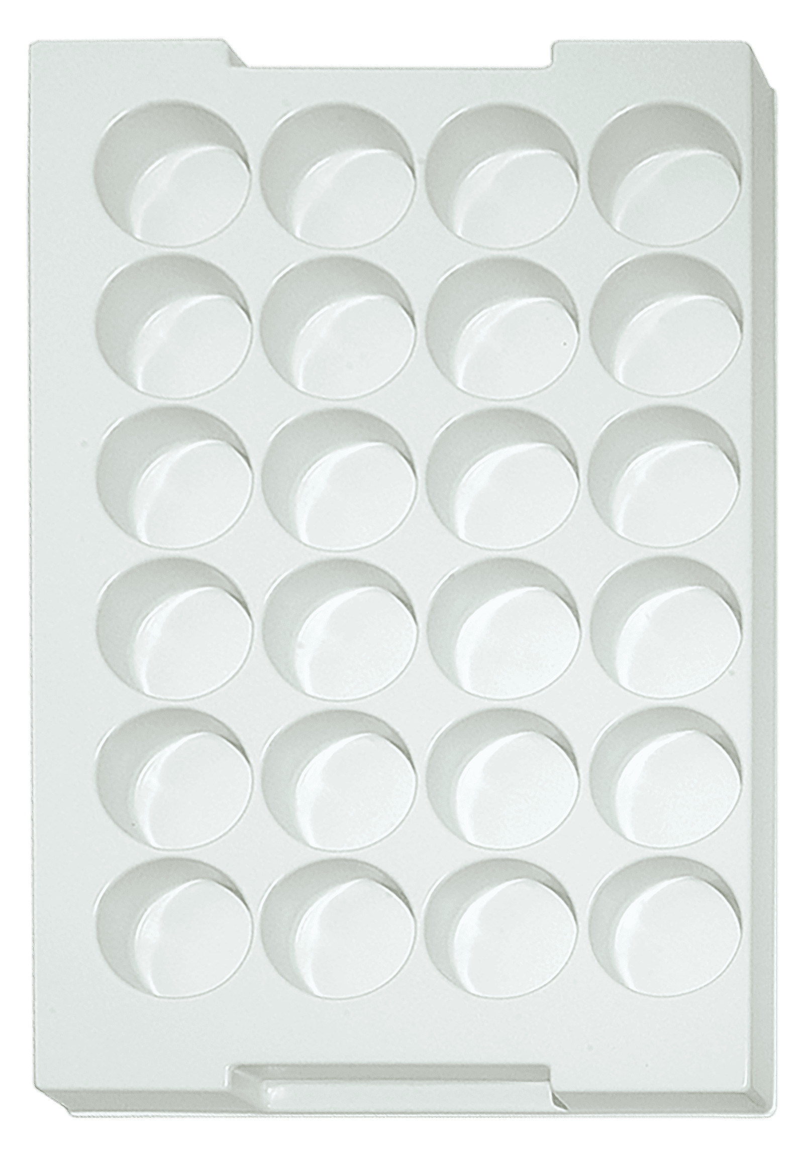 Tiefzieheinlage weiß, 24 Nester rund, PS