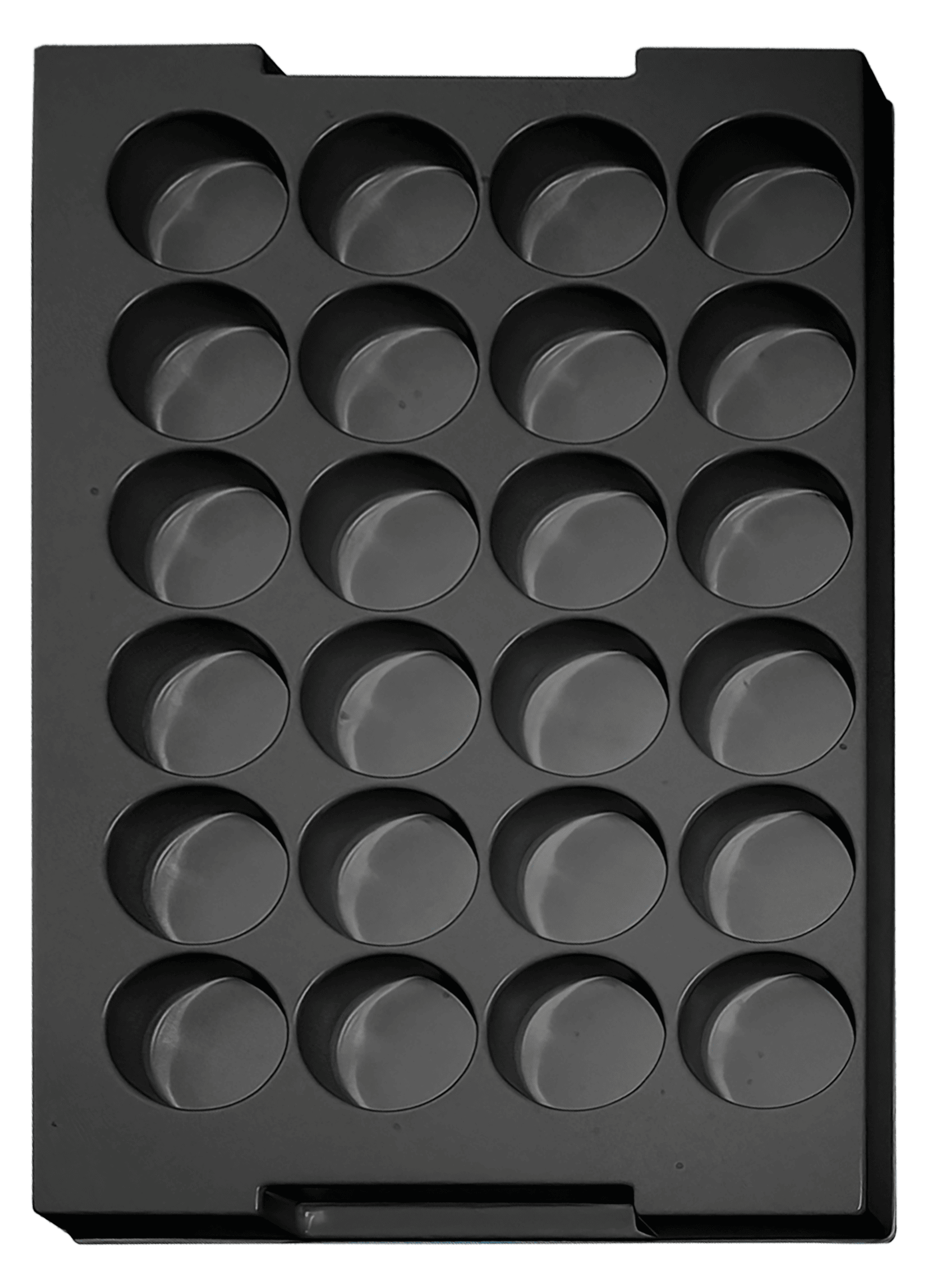 ESD-Tiefzieheinlage schwarz, 24 Nester rund, PS