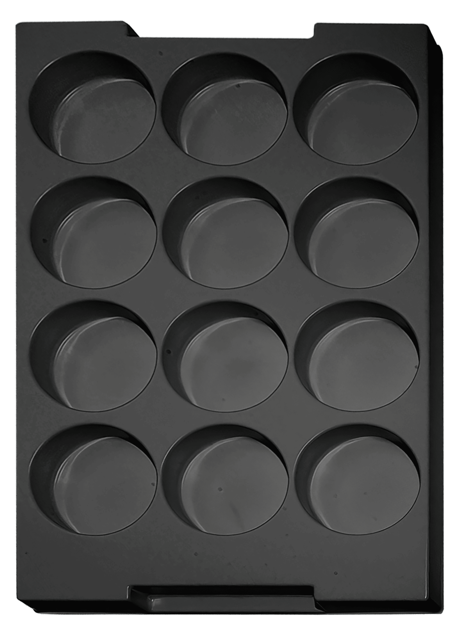 ESD-Tiefzieheinlage schwarz, 12 Nester rund, PS