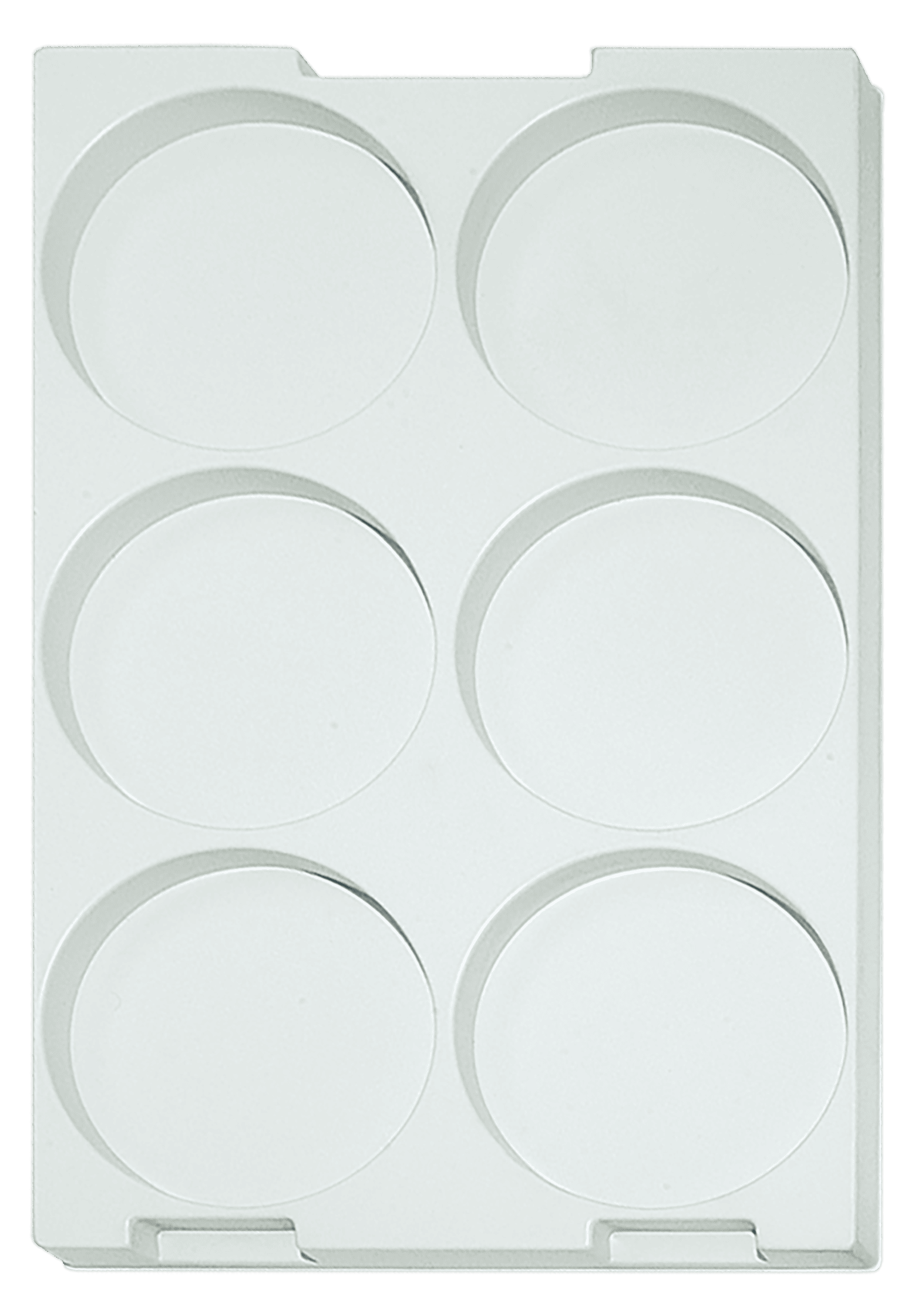 Tiefzieheinlage weiß, 6 Nester rund, PS