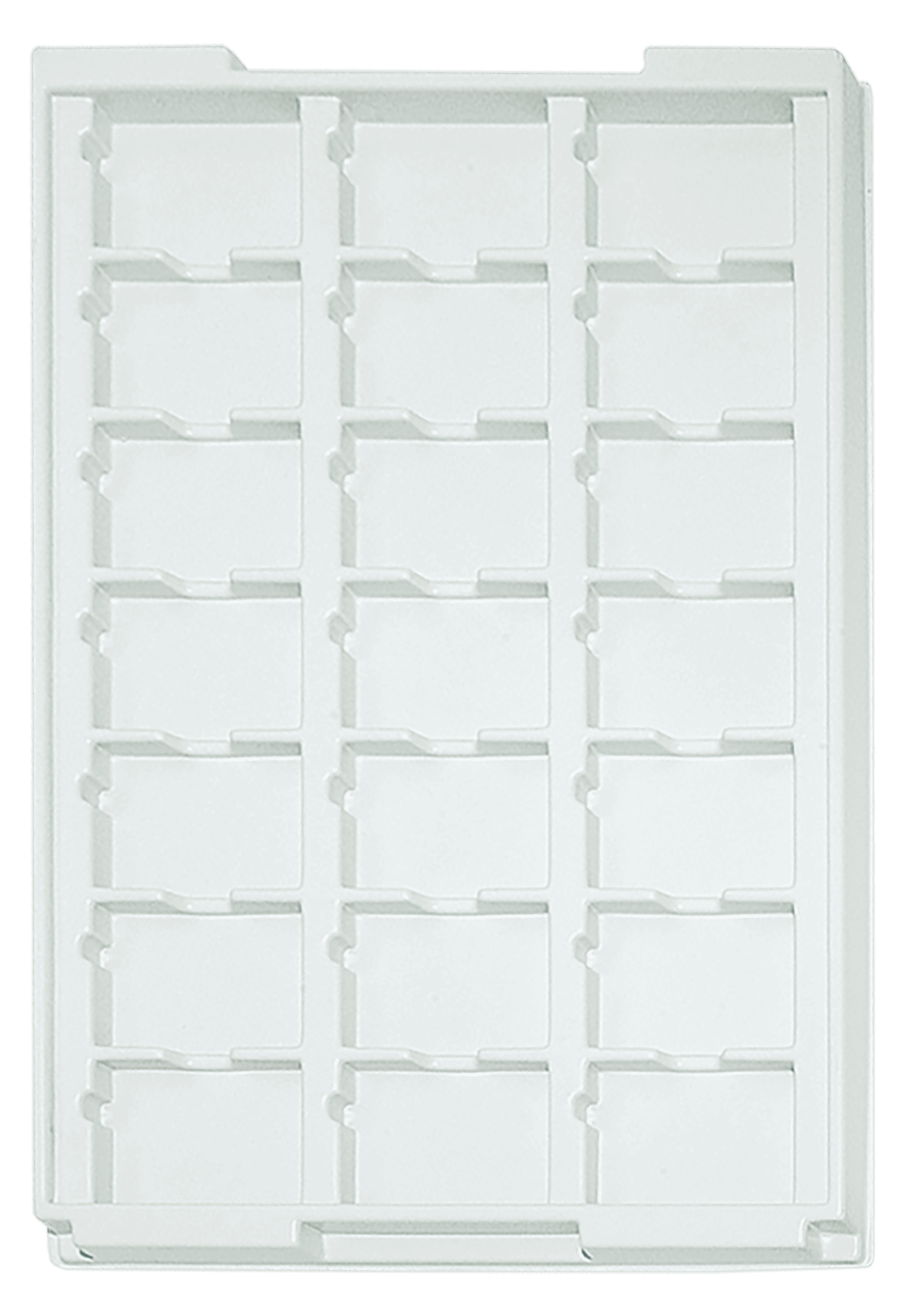 Tiefzieheinlage weiß, 21 Nester, rechteckig, PS