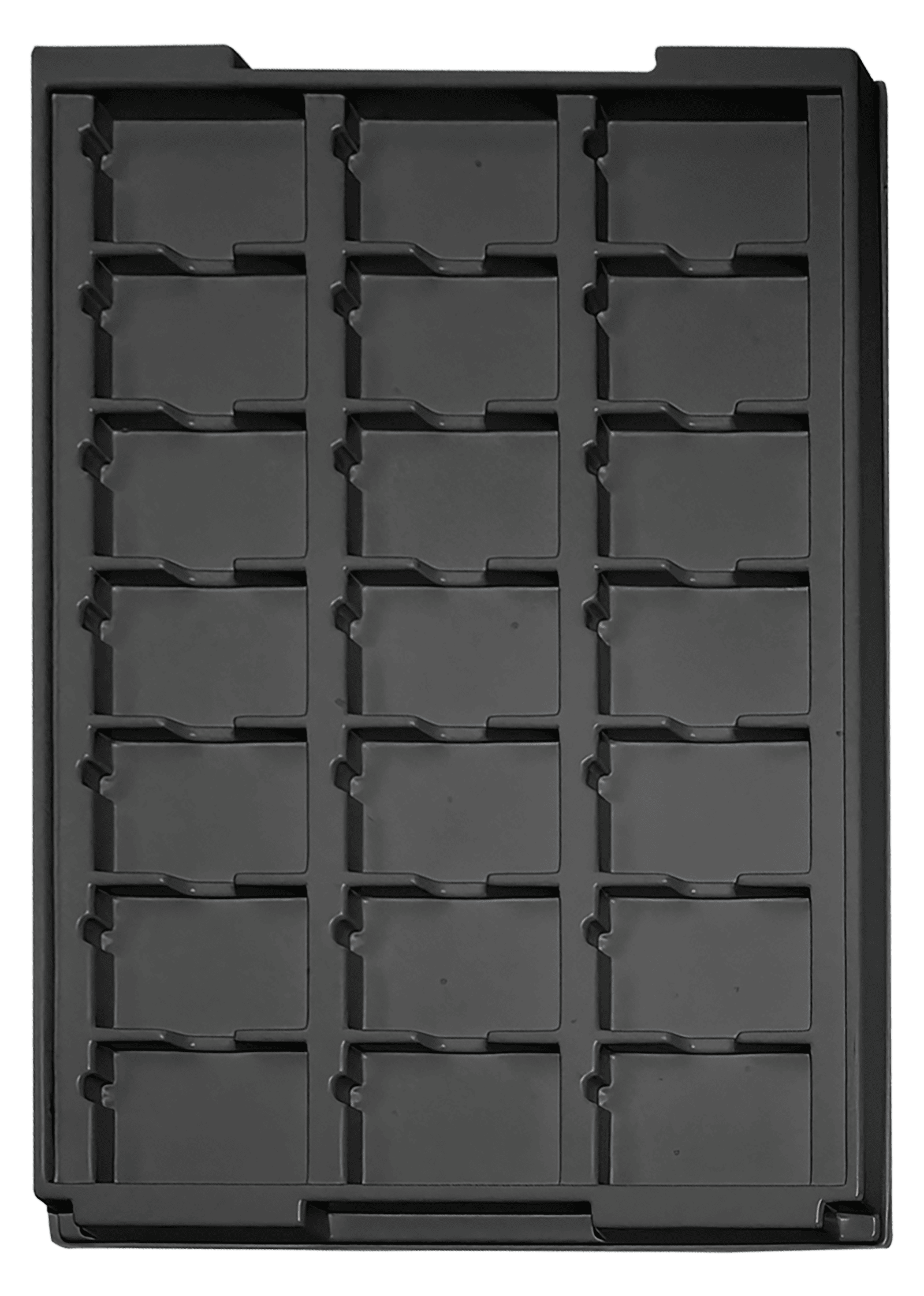 ESD-Tiefzieheinlage schwarz, 21 Nester rechteckig, PS