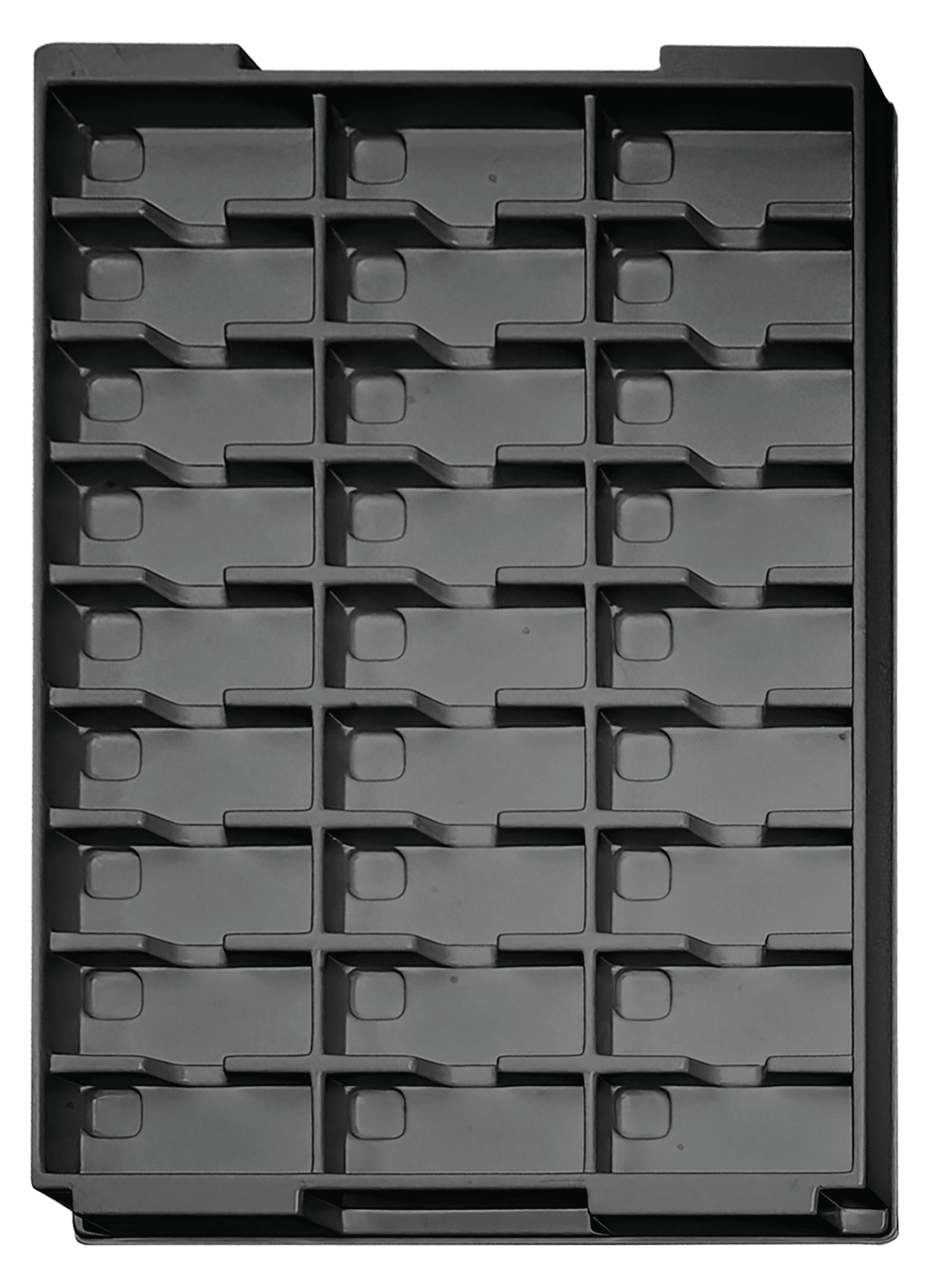 ESD-Tiefzieheinlage schwarz, 27 Nester rechteckig, PS