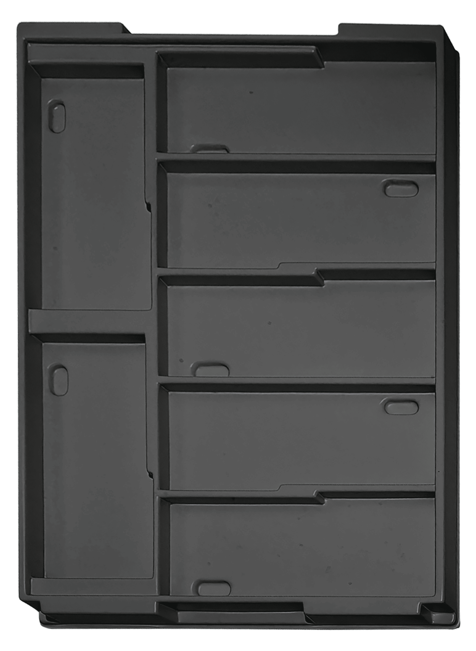 ESD-Tiefzieheinlage schwarz, 7 Nester rechteckig, PS 