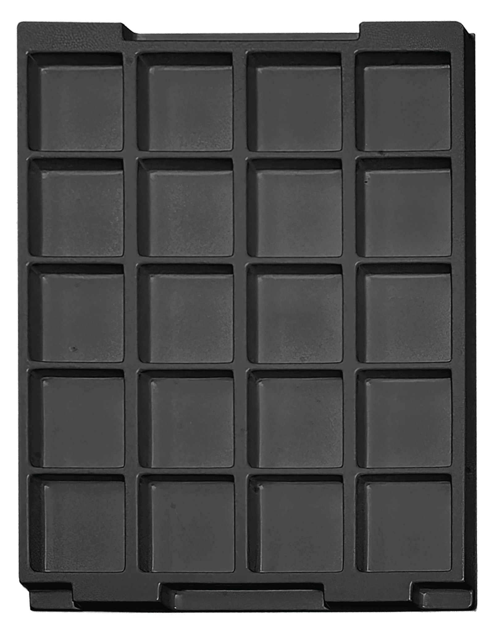 ESD-Tiefzieheinlage schwarz, 20 Nester viereckig, PS 