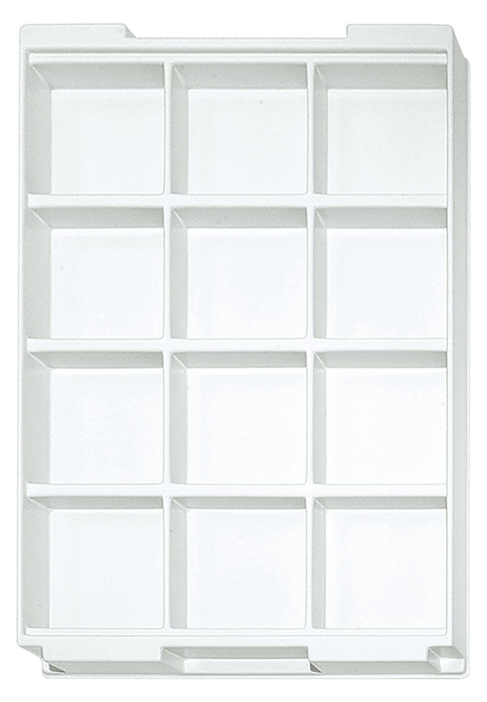 Tiefzieheinlage weiß, 12 Nester, viereckig, PS