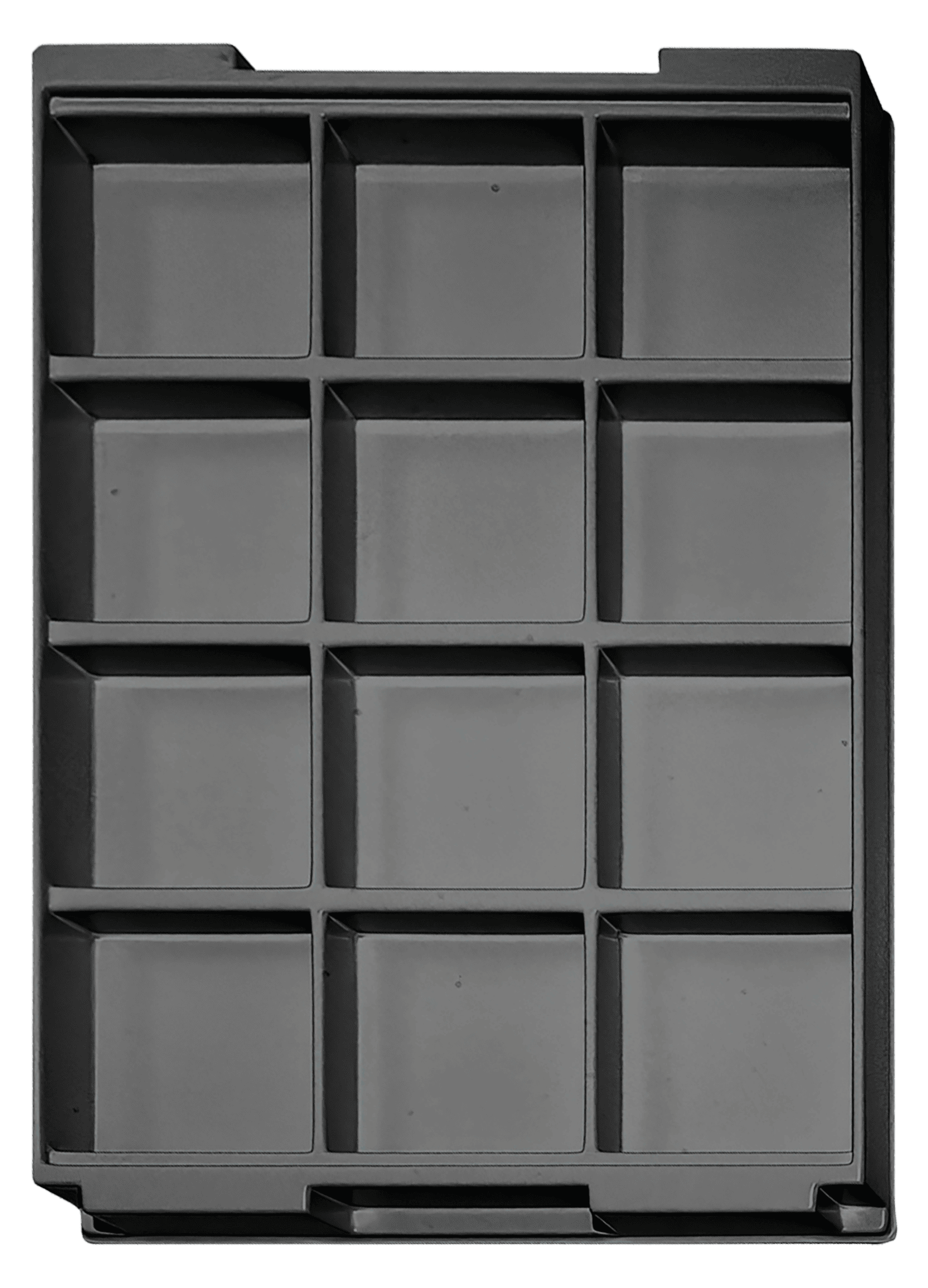 ESD-Tiefzieheinlage schwarz, 12 Nester rechteckig, PS